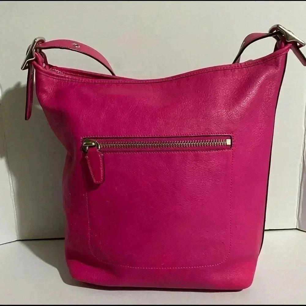Coach pink leather bucket shoulder handbag - Picture 2 of 15